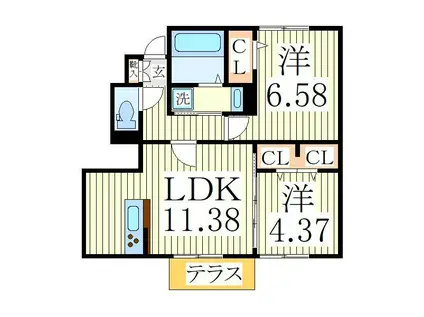 オーク大島田A(2LDK/1階)の間取り写真