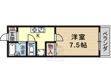 ラフィーネ筒井(1K/3階)の間取り写真