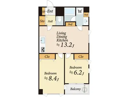 月村マンションNO30(2LDK/10階)の間取り写真