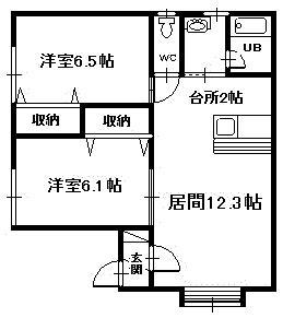 アルトV(2LDK/2階)の間取り写真