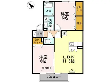 コルシェーヌ(2LDK/2階)の間取り写真
