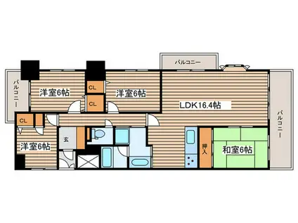 ユニーブル栄イースト(4LDK/3階)の間取り写真
