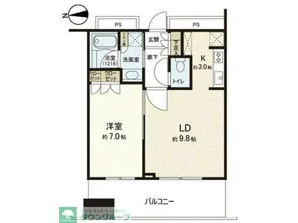 東京タイムズタワー(1LDK/3階)の間取り写真