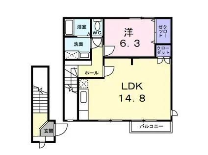 ストロベリーフィールズ(1LDK/2階)の間取り写真