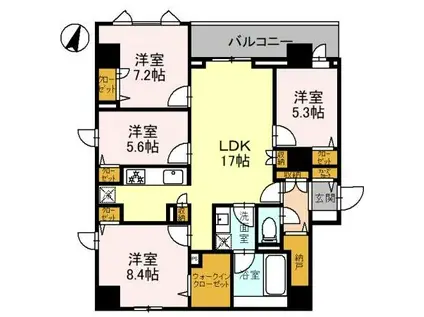 MINNAGENKI夙川公園(4LDK/4階)の間取り写真