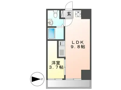 M.Tビルディング(1LDK/6階)の間取り写真