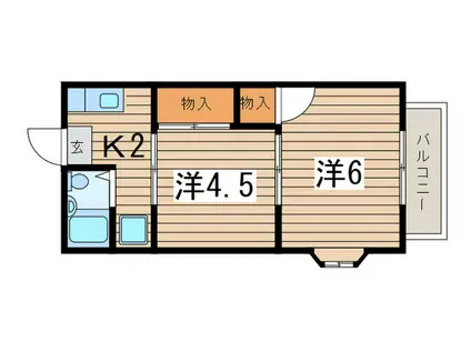 ハイツリッチAB(2K/1階)の間取り写真