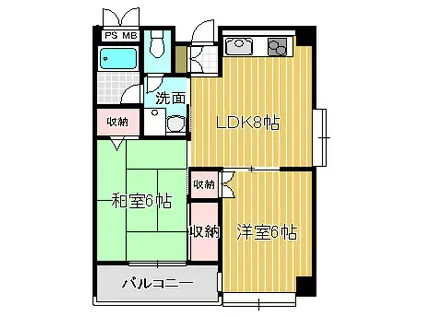 ガーデンヒルズ(2LDK/3階)の間取り写真