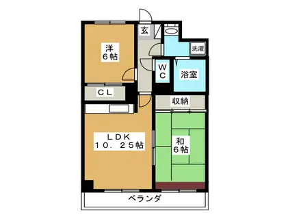 グリーンアベニュータカ(2LDK/4階)の間取り写真