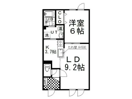 ウッドベリーA(1LDK/2階)の間取り写真