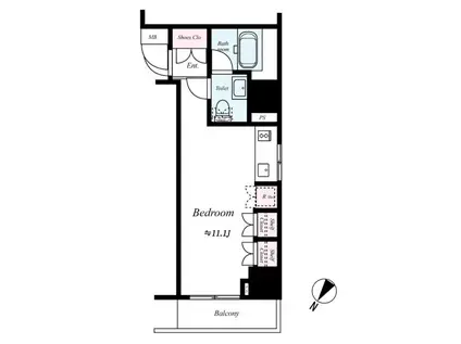 レヴィーガときわ台CROB(ワンルーム/7階)の間取り写真