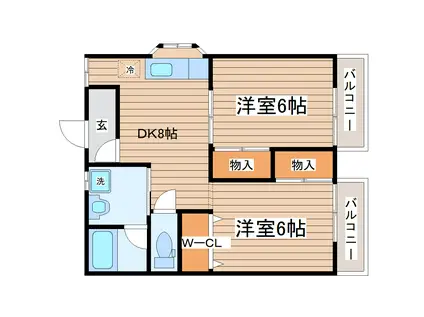 ファインビュー(2DK/2階)の間取り写真