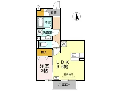 プレベール B棟(1LDK/2階)の間取り写真