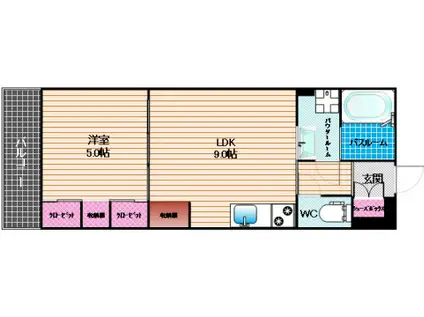 リブリアイリス諸岡(1LDK/1階)の間取り写真