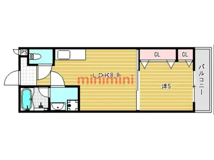 ベル・プレアリー高槻III番館(1LDK/2階)の間取り写真