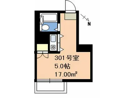 ファーストハイム(ワンルーム/3階)の間取り写真