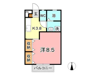 トマトハウス(1K/1階)の間取り写真