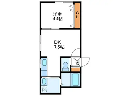 FLATS LIDO フラッツリド(1DK/3階)の間取り写真