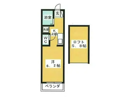 エクサビリオン桜木町(ワンルーム/2階)の間取り写真