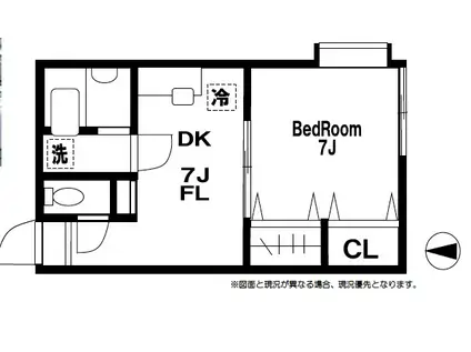 TK桜新町3(1DK/1階)の間取り写真