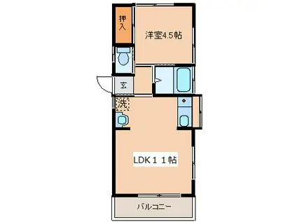 OKハイツ宮子(1LDK/2階)の間取り写真