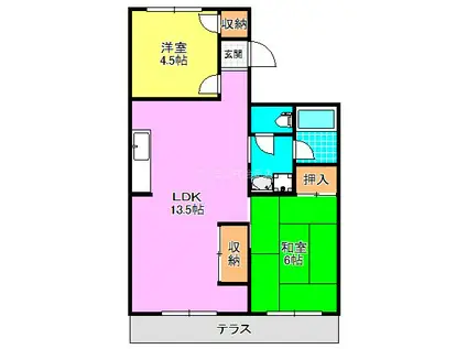 ガーデンハイツ置田I(2LDK/1階)の間取り写真