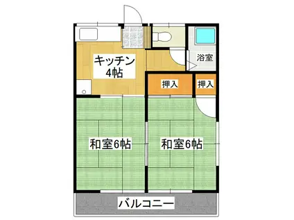 成美ハイツ C棟(2K/2階)の間取り写真