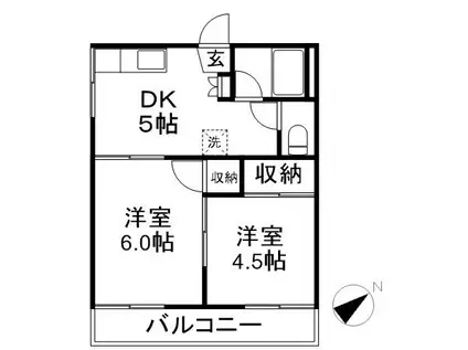 目白グリーンハウス(2DK/2階)の間取り写真