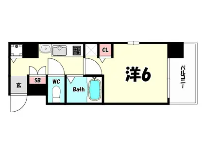 PRESSANCE三宮東アルバーナ(1K/3階)の間取り写真
