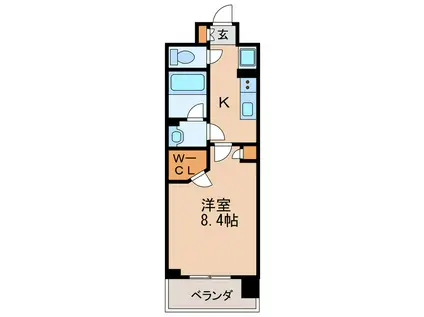 ブランシエスタ泉(1K/8階)の間取り写真
