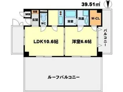 クレセント千里中央(1LDK/4階)の間取り写真