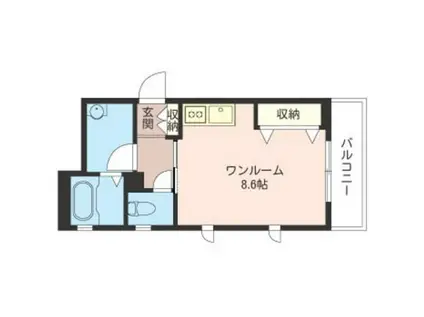 パークサイド・K(ワンルーム/1階)の間取り写真