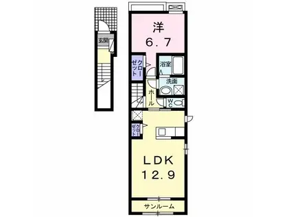 プリマベーラ(1LDK/2階)の間取り写真