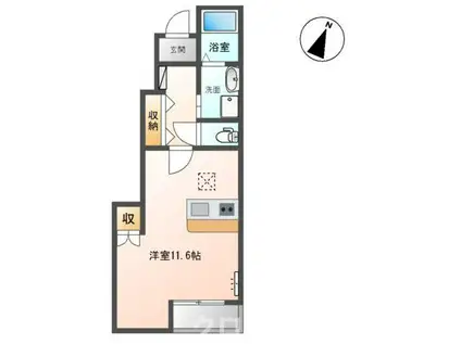 サンフィット(ワンルーム/1階)の間取り写真