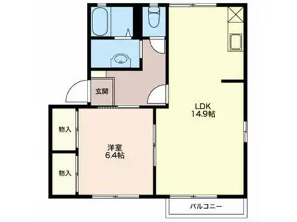 ゆうハイムA(1LDK/2階)の間取り写真