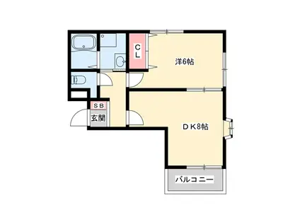 グレイス英賀保(1DK/2階)の間取り写真