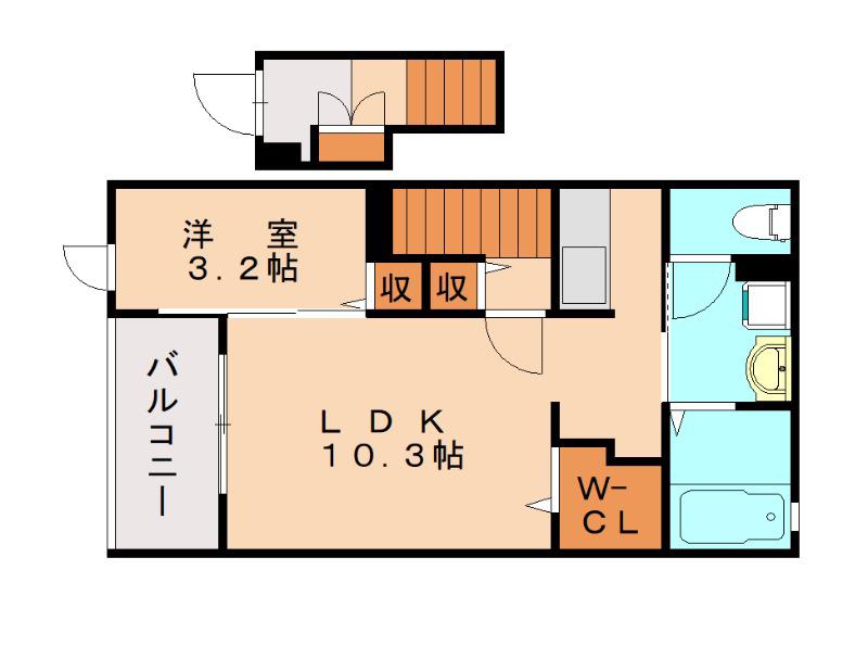 フローラ16(1LDK/2階)の間取り写真