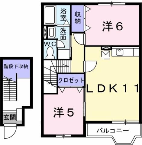 ファー イースト(2LDK/2階)の間取り写真