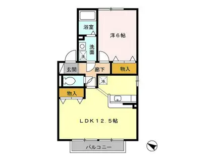 グレイスコートI(1LDK/2階)の間取り写真