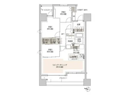 ザ・パークハウス本郷(3LDK/6階)の間取り写真