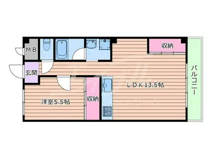 ロイヤルハイツ新芦屋(1LDK/2階)の間取り写真