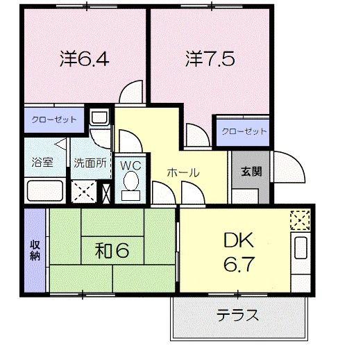 パールフィールド(3DK/1階)の間取り写真