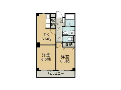 アンソレイエ(2DK/2階)の間取り写真