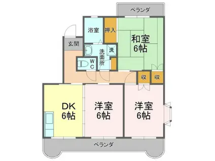 グランドール芹ヶ谷(3DK/4階)の間取り写真