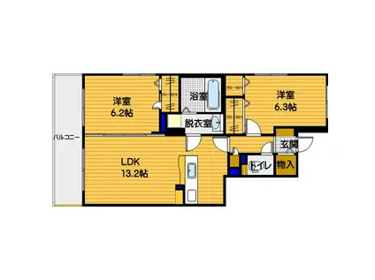 グランデジョワ(2LDK/3階)の間取り写真