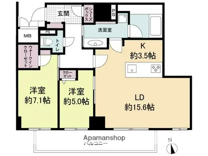 ウェルブライト博多ステーション(2LDK/14階)の間取り写真