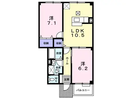 シャン・ド・フルール(2LDK/1階)の間取り写真