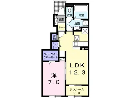 ベルメゾンA(1LDK/1階)の間取り写真
