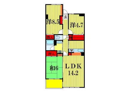 シティパル松戸・元山II(3LDK/2階)の間取り写真