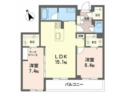 シャーメゾングレイス(2LDK/3階)の間取り写真